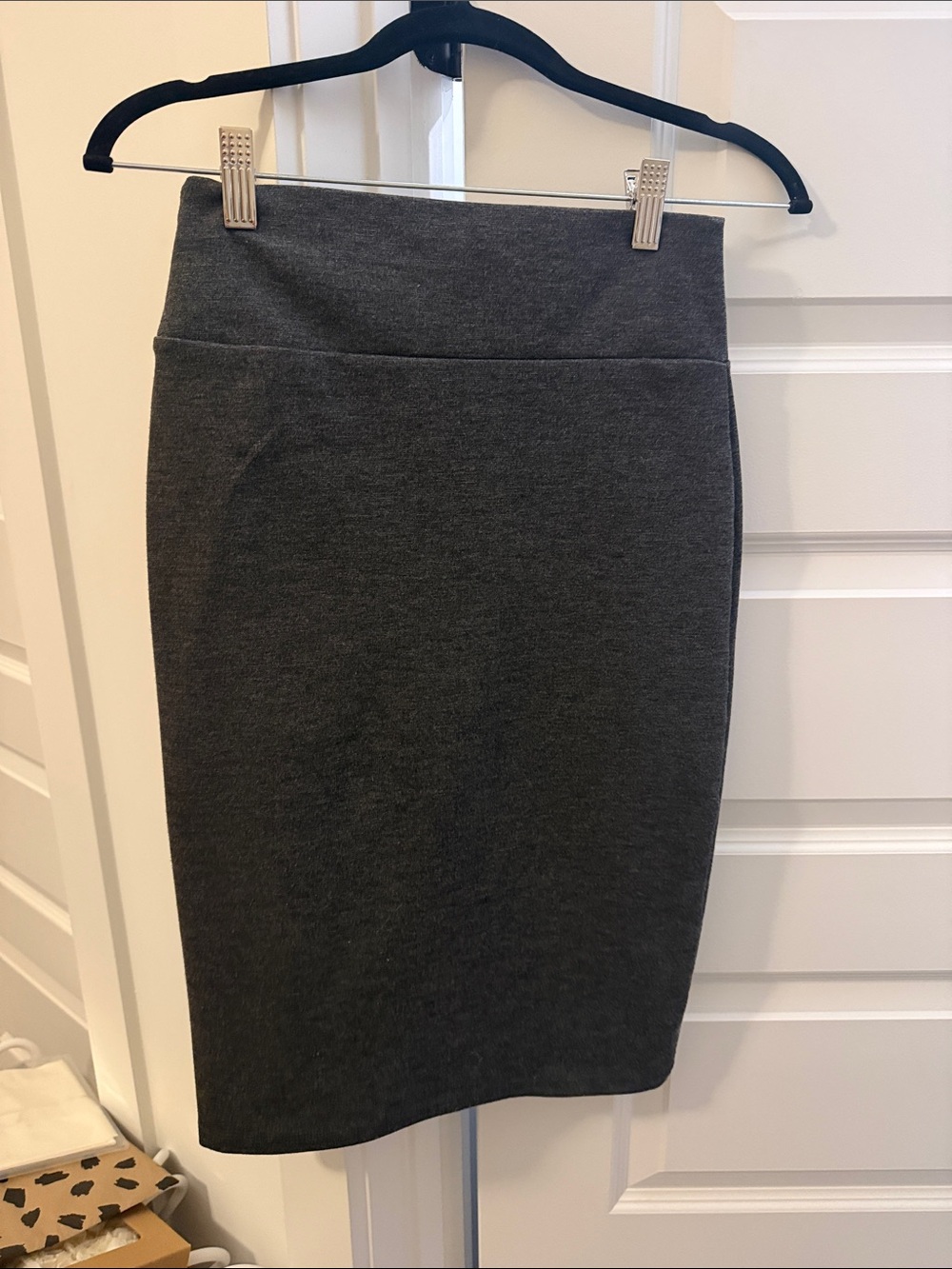 Women's Dark Gray Knit Pencil Skirt